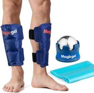 Magic Gel Pack de Glace pour Tibia - Soulagement de la Douleur de Périostite Tibiale - Poche de Glace Avec Bandes d'Etirement (Soutien de Jambe pour Syndrome Stress Tibial)