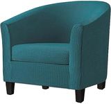 Club Chair Slipcover 2 Piece Tub Chair Covers with Cushion Cover Stretch Jacquard Barrel Chair Covers Furniture Protector Cover Sofa Slipcover Arm Chair Cover for Living Room (Jacquard Deep Teal)