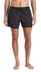 Lacoste Men's Standard Solid Elastic Waist Swim Trunks, Black/Green, Large