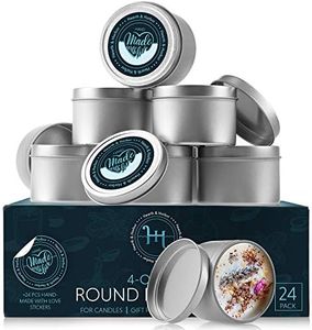 Hearth & Harbor Tin Candle Jars for Making Candles - DIY Candle Containers with Lids - Metal Candle Jars - Bulk Tins Storage for Candle (24, Stainless Steel)
