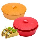 LUVCOSY 2 Pack Tortilla Warmers,12 Inch Large Taco Warmer, Tortilla Holder with Lid,Plastic Tortilla Container for a Party, Taco Gift for Taco Tuesday, Microwave & Dishwasher Safe