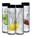 Brezzycloud Glass Fridge Water Bottle with Black Plastic Cap | Leak proof & break-proof | Wide mouth & Easy to Clean | Best Usage for Office/School/College set of 4