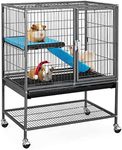 Yaheetech Metal Rolling Critter Nation Cage for Adult Rats/Ferrets/Chinchillas/Guinea Pigs Small Animal Cage w/Removable Ramp & Platform Black