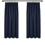 Deconovo Super Soft Curtains Thermal Insulated Pencil Pleat Blackout Curtains for Bedroom 46 x 54 Navy Blue One Pair