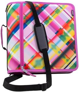 Case-it Mighty Zip Tab School Zipper Binder | 3-Inch O-Rings, 600-Sheet Capacity, 5-Subject Expanding File Folder, Multiple Pockets & Storage Organizer, Shoulder Strap | D-146 Summer Plaid