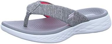 Skechers Women's On-The-go 600-Preferred Flip-Flop, Gray/Pink, 8 US