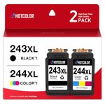 HOTCOLOR ts3420 Ink cartridges Replacement for Canon Ink 243 244 PG-243 CL-244 for Canon pixma ts3420 Ink TS3400 TR4522 MG2524 (1Black/1Tri-Color, 2PK)