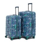 uppercase Jfk Trolley Bag Set Of 2 (M+L) Hardsided Polycarbonate Printed Luggage, Combination Lock, Check-In Luggage, 2000 Days Warranty (Denim Blue, 31 X 53 X 75.5 Cm, Spinner)