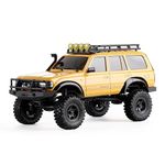 BEEZRC FMS 1/18 Scale RC Crawler FCX18 RTR Land Cruiser Toyota Licensed 4WD RC Rock Truck 2.4Ghz Hobby Grade RC Car Mini Remote Control Off Road Vehicle with 900mAh Battery FMS11831RTRYL(Yellow)