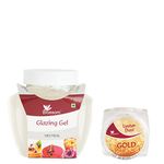 BLOSSOM Edible Glazing Gel Neutral 250 g + Metallic Luster Dust Gold 4g - Combo for Cake Decoration & Desserts Toppings