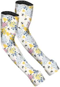 FARMER'S DEFENSE Gardening Arm Sleeves|UV Cooling Protective Sleeve Women & Men|Anti-Scratch Cover Sun UPF Outdoor Protection - Save the Bee's Cream - XS