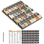 SpaceAid Spice Drawer Organizer with 28 Spice Jars, 386 Spice Labels, Chalk Marker and Funnel Set, 4 Tier Seasoning Rack Tray Insert for Kitchen Drawers, 12.8" Wide x 17.5" Deep