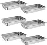 RIEDHOFF 6 Pack Full Size Hotel Pan, [NSF Certified] Commercial Stainless Steel 2.5 Inch Deep Anti-Jamming Steam Table Pan