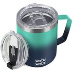 WETOWETO 14 oz Coffee Mug Set, Vacuum Insulated Camping Mug with Lid, Double Wall Stainless Steel Travel Tumbler, Coffee Cup Outdoor, Powder Coated Secret Ocean