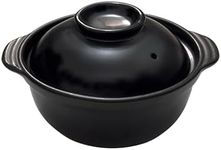 Premium Ceramic Black Casserole Clay Pot with Lid,For Cooking Hot Pot Dolsot Bibimbap and Soup