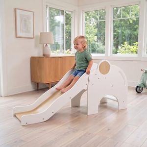 Avenlur Nima Indoor Slide - Elephant Shape Montessori Waldorf Style - Safe, Sturdy, and Reliable - Perfect Indoor Play Space for Developing Motor Skills and Balance in Toddlers and Kids Ages 1 to 5yrs