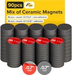 Ceramic Magnet 90 Pack, Adhesive and Non-Adhesive high-Strength and Non-Adhesive, Versatile Magnets Perfect for Home, Office and DIY Projects - Reliable