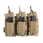 EXCELLENT ELITE SPANKER Open-Top Single/Double/Triple Mag Pouch for M4 M14 M16 AK AR Elastic Kangaroo Rifle Magazines and Pistol Mag Pouch (3 Triple-MCP)