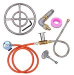 27mm 37mbar Clip-on Propane Flow Regulator with 1.5 Meter Hose and Gas Fire Pit Stainless Steel Burner Ring Installation Kit, 12 Inches 304 Stainless Steel Propane Fire Pit Kit