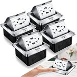 Hoolerry 4 Pack Pop up Floor Outlet Kit Waterproof Electrical Outlet Cover Box with 4.8A USB Charger 20Amp Weatherproof Floor Outlet Tamper Resistant Outlet Receptacle for Countertop Home (Silver)