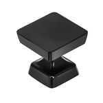 Cotykiley 10 Pack Drawer Pulls 1-1/4 inch Matte Black Kitchen Cabinet Knobs Solid Square Drawer Knobs Dresser Knobs Cabinet Hardware Zinc Black Knobs for Dresser Drawers