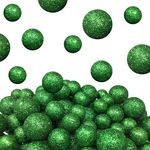 BANBERRY DESIGNS Green Glittered Foam Balls - About 1250 Glitter Vase Filler Decorative Balls - Table Scatter Decorations - Green Party Décor