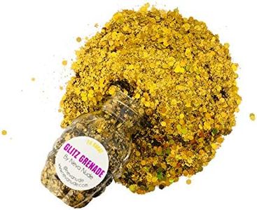 Neva Nude Face and Body Glitter Keychain - Chunky Loose Glitter for Festivals, Raves, and More | Cosmetic Grade | Super Sparkly (24 Karat Gold Holographic Glitz Grenade)