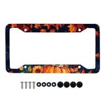 Horeset Fall Maple Leaf License Plate Frame for Women Metal Pumpkin License Plate Cover Holder with 4 Holes and Screws for US and Canada