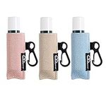 WK IEASON Lip Balm Holder Keychain Single 3pcs Clip on Chapstick Sleeves Holder Pouch Tight-Knit Elastic Lipstick Sleeve (Beige/light blue/light indipink)