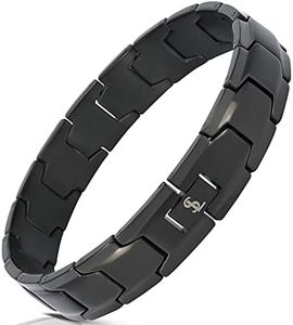 Smarter LifeStyle Elegant Surgical Grade Steel Men's Wide Link Stylish Bracelet, 4 Colors to Choose from (Black)