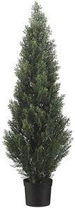 One 4 Foot Outdoor Artificial Cedar Topiary Tree Potted UV Rated Plant by Silk Tree Warehouse Company Inc (4 Foot)