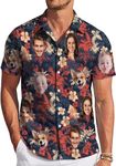 ARTSHAND Custom Hawaiian Shirt Customized w/Faces,Personalized Tropical Flora Men Women Aloha Shirt Photo Button Down Short Sleeve (Polyester, Hawaiian-01)