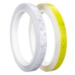 Prasacco 2 Rolls Reflective Tape, 10mmx8M Waterproof High Visibility Reflector Warning Stickers Reflective Tape Self Adhesive Reflector Safety Warning Tape for Outdoor Vehicles Bikes Helmets