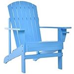 Outsunny Classic Adirondack Chair Muskoka Chair, Garden Deck Chair with Cup Holder for Patio, Indoor, Backyard, Blue