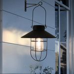 Solar Lanterns Outdoor Hanging Metal Vintage Lantern Warm White Solar Lights lamp Waterproof Edison Bulb Design for Pathway Garden Patio Yard Tree Decoration (1 Pack Black)