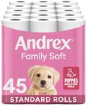 Andrex Family Soft Toilet Roll - 45 Toilet Rolls, Bulk Buy, Fragrance Free, FSC Certified
