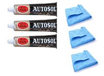 3 x 75ml Tube Solvol Autosol And 3 Microfibre Cloths - Chrome Ali & Metal Polish