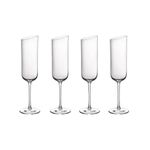 Villeroy & Boch - NewMoon Champagne Glass Set, 4 Pieces, Elegant, Modern Sloping Champagne Glasses, Crystal Glass, Transparent, Dishwasher Safe