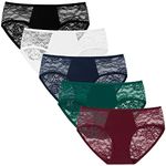 INNERSY Women's Airy Lace Underwear 5-Pack, Vintage Rhythm, Large