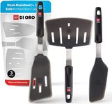 DI ORO® Designer Series Flexible Silicone Turner Spatula Set - 315°C Heat-Resistant Rubber Kitchen Fish Slices - Versatile Silicone Spatulas - BPA Free, FDA Approved, and LFGB Certified (3 Piece Set)