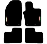 Carsio Carpet Car Mats For Fiat 500x 2014+ Onwards (4 Clips) with Italian Flag logo Tailored Fit Floor Mat Complete Accessory Custom Fitted - All Weather, Anti-Slip Backing & Black Trim