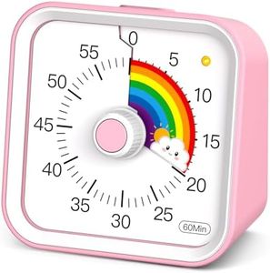 InfPokid Visual Timer for Kids with Pause Function, Cute Silent Timer with Rainbow for Classroom, Teaching, Task, Kitchen, 60 Minute Countdown Time Management for ADHD (Rainbow Pink)