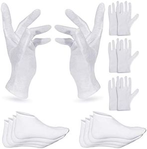 4 Pairs Moisturising Gloves and 4 Pairs Socks Nabance Moisturising Cotton Gloves Moisture Socks White Hand Gloves for Dry Hands Skin Care and Foot Spa(8 pairs/16pcs)