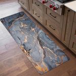 Kuber Industries Kitchen Mats for Floor | Runner for Kitchen | Floor Carpet | Carpet for Home | Kitchen Floor Runner | Anti-Skid | Carpet Rug for Entrance | Golden Marble Print | Grey