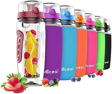 willceal Fruit Infuser Water Bottle 32oz Durable, Large - BPA Free Tritan,Flip Lid, Leak Proof Design - Sports, Camping (Deep Red)