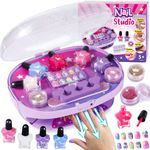 vamei Nail Art Kit for Kids Girls Toys Gifts 5 6 7 8 9 10 11 Years with Peel off Nail Varnish Nail Polish Nail Dryer Press-On Nail Sticker Nail Salon Pamper Set Toys Gifts for Girls Age 6-12 Spa Party