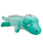 Aiuidun Dinosaur Plush Toy Soft Big Dino Stuffed Animals Body Pillow,Cute Long Dinosaur Plush Hugging Pillow Lumbar Back Cushion Toys Doll Gifts for Kids (Green - Happy, 120cm/47.2inch)