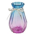 OFFIDIX Glass Vase Gradient Multicolor Vase Geometric Faceted Colorful Glass Vase for Home, Office or Wedding (Blue Purple)