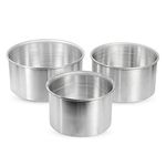 HASN TRADERS 6, 7, 8 inch Diameter 3 inch Height Aluminium Cake Sponge Baking Mould Set of Three for Oven & Convection