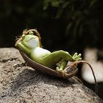 Meyas Hammock Frog Decoration, Creative Garden Statue Sculptures Swing Hanging Frog, Tree Decoration Pendant Crafts Animal Figurine, Ornament for Indoor Outdoor Garden Yard,Gift for Kids and Gardener